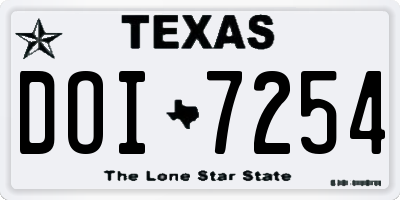 TX license plate DOI7254