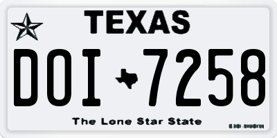 TX license plate DOI7258