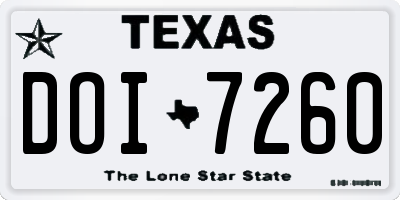 TX license plate DOI7260
