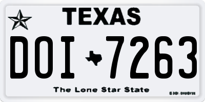 TX license plate DOI7263