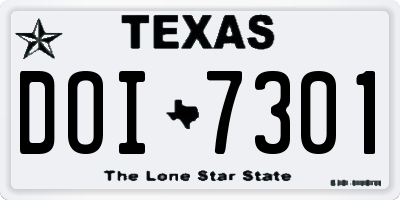 TX license plate DOI7301