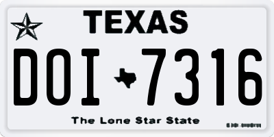 TX license plate DOI7316