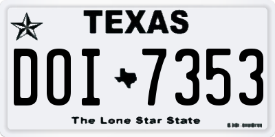 TX license plate DOI7353