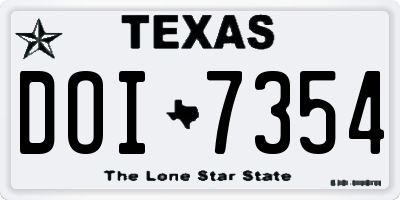 TX license plate DOI7354