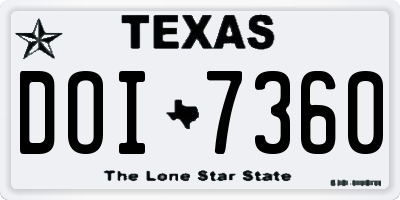 TX license plate DOI7360