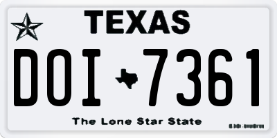TX license plate DOI7361