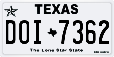 TX license plate DOI7362