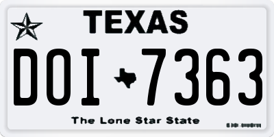 TX license plate DOI7363