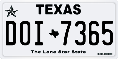 TX license plate DOI7365