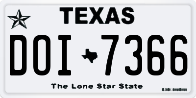 TX license plate DOI7366