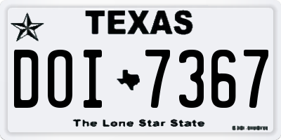 TX license plate DOI7367