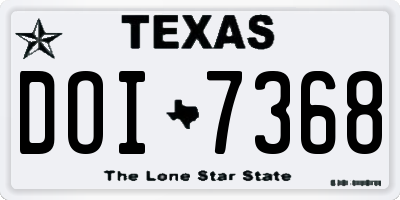 TX license plate DOI7368