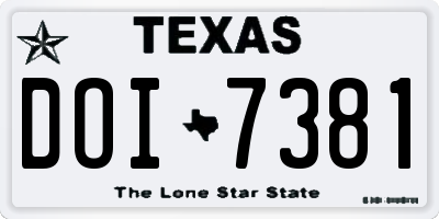 TX license plate DOI7381