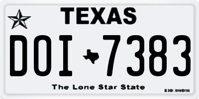 TX license plate DOI7383