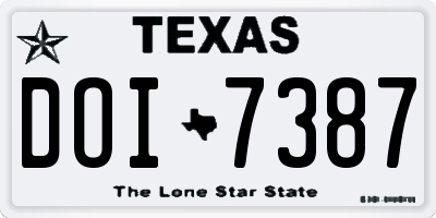 TX license plate DOI7387