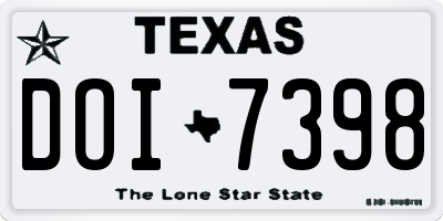 TX license plate DOI7398
