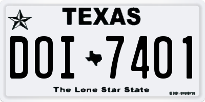 TX license plate DOI7401