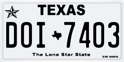 TX license plate DOI7403