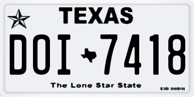 TX license plate DOI7418