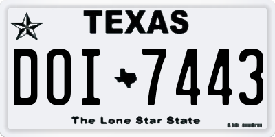TX license plate DOI7443