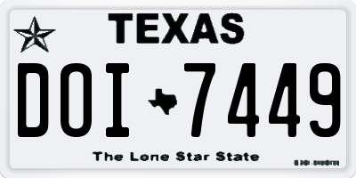 TX license plate DOI7449