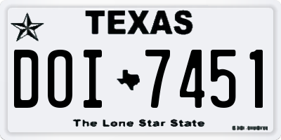 TX license plate DOI7451