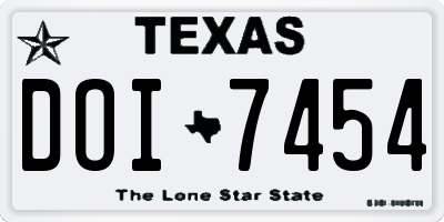 TX license plate DOI7454