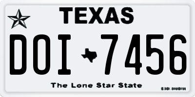 TX license plate DOI7456