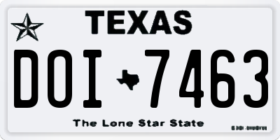 TX license plate DOI7463