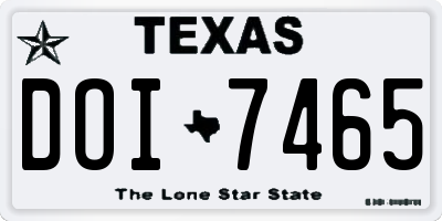 TX license plate DOI7465