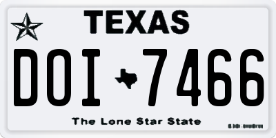 TX license plate DOI7466