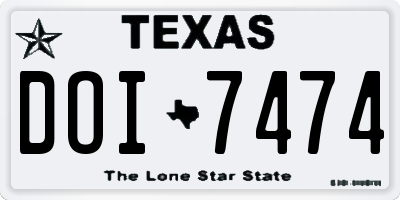 TX license plate DOI7474