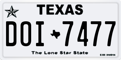 TX license plate DOI7477