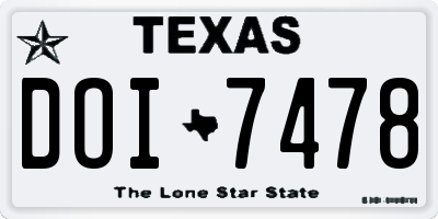 TX license plate DOI7478