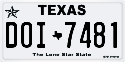 TX license plate DOI7481