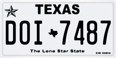 TX license plate DOI7487