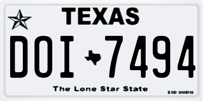 TX license plate DOI7494