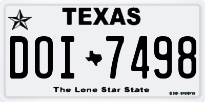 TX license plate DOI7498