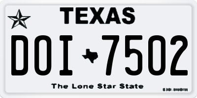 TX license plate DOI7502