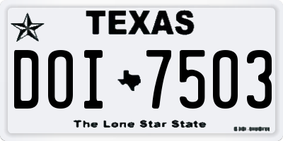 TX license plate DOI7503