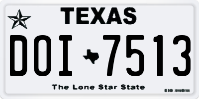 TX license plate DOI7513