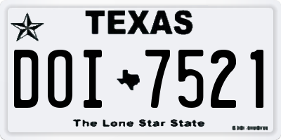 TX license plate DOI7521