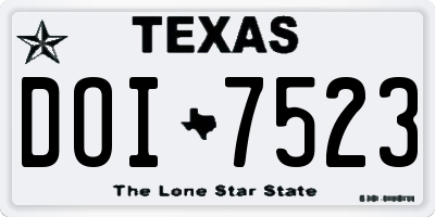TX license plate DOI7523