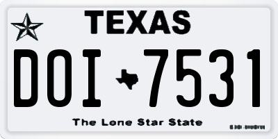 TX license plate DOI7531