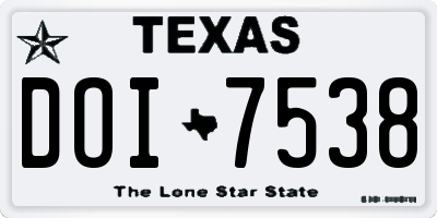 TX license plate DOI7538