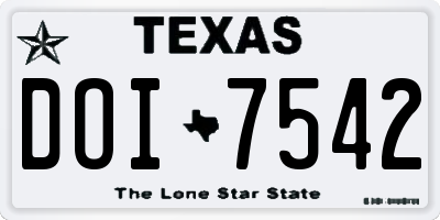 TX license plate DOI7542