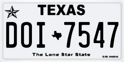 TX license plate DOI7547