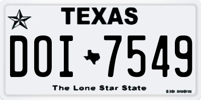 TX license plate DOI7549
