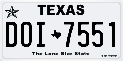 TX license plate DOI7551
