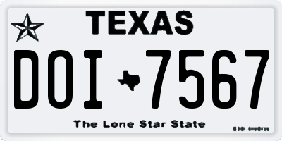 TX license plate DOI7567